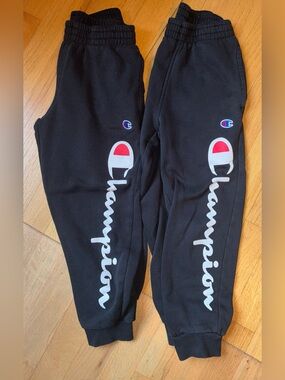Champion Black Joggers with White Script and Red Accent